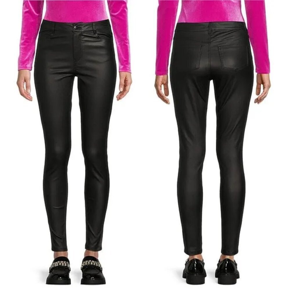 NWT GB Gianni Bini High Rise Coated Skinny Jeans in Black Sz. 1